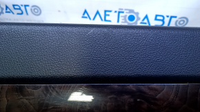 Door trim card rear left Kia Sorento 10-15 beige with beige insert plastic, armrest beige leather, molding dark wood gloss, with curtain, scuffs, scratches, bumps
