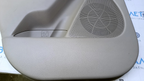 Door trim card rear left Kia Sorento 10-15 beige with beige insert plastic, armrest beige leather, molding dark wood gloss, with curtain, scuffs, scratches, bumps