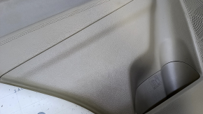 Door trim card rear left Kia Sorento 10-15 beige with beige insert plastic, armrest beige leather, molding dark wood gloss, with curtain, scuffs, scratches, bumps