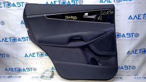 Door trim card rear left Kia Sorento 16-18 black with black insert plastic, armrest black leather, molding black wood gloss, scratches, abrasions, scuffs