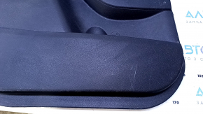 Door trim card rear left Kia Sorento 16-18 black with black insert plastic, armrest black leather, molding black wood gloss, scratches, abrasions, scuffs