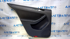 Door trim card rear left VW Jetta 11-18 USA black with black insert plastic, armrest black leather, molding black structure, scratches, abrasions