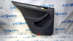 Door trim card rear left VW Jetta 11-18 USA black with black insert plastic, armrest black leather, molding black structure, scuffs