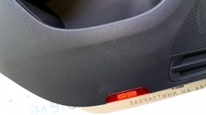 Door trim card rear left VW Jetta 11-18 USA black with black insert plastic, armrest black leather, molding black structure, scuffs