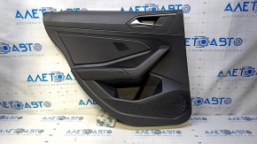 Door trim card rear left VW Jetta 19- black with black insert plastic, armrest black leather, scratches, dent, bump