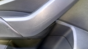 Door trim card rear left VW Jetta 19- black with black insert plastic, armrest black leather, scratches, dent, bump