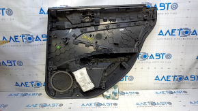 Door trim card rear left VW Jetta 19- black with black insert plastic, armrest black leather, scratches, dent, bump