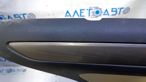 Door trim card rear left VW Jetta 11-18 USA black with beige insert plastic, armrest beige leather, molding gray structure, scratches, abrasions