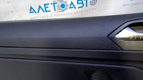 Door trim card rear left VW Jetta 19- black with black insert plastic, armrest black leather, scuffs