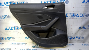 Door trim card rear left VW Jetta 19- black with black insert plastic, armrest black leather, scuffs, dent