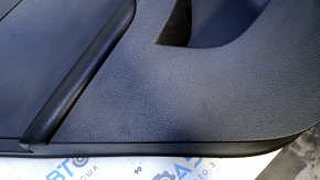 Door trim card rear left VW Jetta 11-18 USA black with black insert plastic, armrest black leather, molding black structure, scuffs, scratches