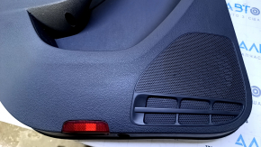 Door trim card rear left VW Jetta 11-18 USA black with black insert plastic, armrest black leather, molding black structure, scuffs, scratches