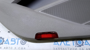 Door trim card rear left VW Passat b8 16-19 USA gray with gray insert leather, armrest gray leather, molding dark wood gloss, scuffs, scratches, nicks