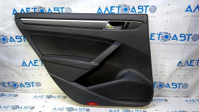 Door trim card rear left VW Passat b8 16-19 USA black with black insert leather, armrest leather, molding gray structure, dents, bumps, scratches