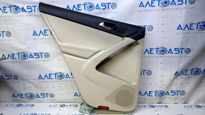 Door trim card rear left VW Tiguan 09-17 beige with beige insert leather, armrest beige leather, with squeaker, scratches, abrasions, whitened plastic, for dry cleaning