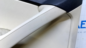 Door trim card rear left VW Tiguan 09-17 beige with beige insert leather, armrest beige leather, with squeaker, scratches, abrasions, whitened plastic, for dry cleaning