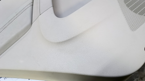 Door trim card rear left VW Tiguan 09-17 beige with beige insert leather, armrest beige leather, with squeaker, scratches, abrasions, whitened plastic, for dry cleaning