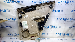 Door trim card rear left VW Tiguan 09-17 beige with beige insert leather, armrest beige leather, with squeaker, scratches, abrasions, whitened plastic, for dry cleaning