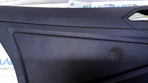 Door trim card rear left VW Jetta 19- black with black insert plastic, armrest black leather, scratches, abrasions, dents