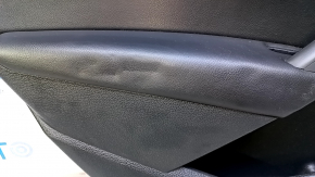 Door trim card rear left VW Passat b7 12-15 USA black with black insert leather, armrest black leather, molding gray gloss, dents, bumps, scuffs, scratches, abrasions