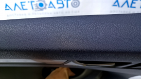 Door trim card rear left VW Passat b7 12-15 USA black with black insert leather, armrest black leather, molding gray gloss, dents, bumps, scuffs, scratches, abrasions