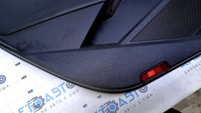 Door trim card rear left VW Passat b7 12-15 USA black with black insert leather, armrest black leather, molding gray gloss, dents, bumps, scuffs, scratches, abrasions
