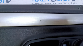 Door trim card rear left VW CC 08-17 black with black insert leather, armrest black leather, gray molding, scratches, abrasions, broken fasteners