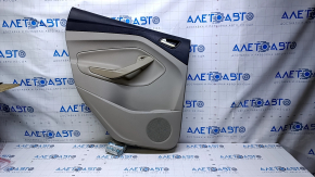 Door trim card rear left Ford Escape MK3 13-16 prerest gray with gray insert leather, armrest gray leather, scratches, abrasions