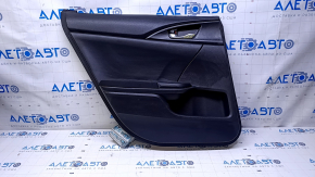 Door trim card rear left Honda Civic X FC 16-21 4d black with black insert plastic, armrest black cloth, scratches, abrasions