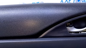 Door trim card rear left Honda Civic X FC 16-21 4d black with black insert plastic, armrest black cloth, scratches, abrasions