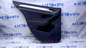 Door trim card rear left VW Golf 15- 5d black with black insert leather, armrest black leather, with squeaker, molding gray structure, scuffs, scratches