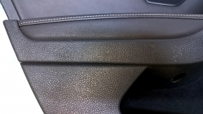Door trim card rear left VW Golf 15- 5d black with black insert leather, armrest black leather, with squeaker, molding gray structure, scuffs, scratches
