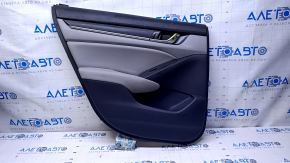 Door trim card rear left Honda Accord 18-22 black with gray insert leather. armrest gray leather, molding black structure, scratches, abrasions, crack in the body