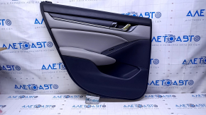 Door trim card rear left Honda Accord 18-22 black with gray insert leather. armrest gray leather, molding black structure, scuffs