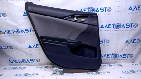 Door trim card rear left Honda Civic X FC 16-21 4d black with gray insert plastic, armrest black cloth, scratches, abrasions