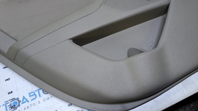 Door trim card rear left Kia Optima 11-15 beige with beige insert cloth, armrest beige leather, handle chrome, dents, abrasions, scratches