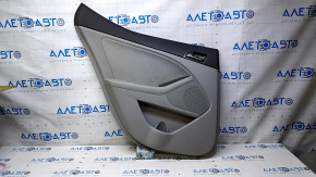 Door trim card rear left Kia Optima 11-15 gray with gray insert cloth, armrest gray leather, scratches, abrasions, dents, scuffs, bumps, dry cleaning