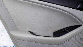 Door trim card rear left Kia Optima 11-15 gray with gray insert cloth, armrest gray leather, scratches, abrasions, dents, scuffs, bumps, dry cleaning