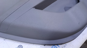 Door trim card rear left Kia Optima 11-15 gray with gray insert cloth, armrest gray leather, scratches, abrasions, dents, scuffs, bumps, dry cleaning
