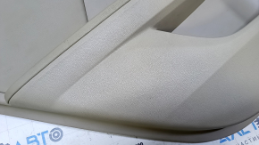 Door trim card rear left Honda Accord 13-17 beige with beige insert leather, armrest beige leather, scratches, abrasions, whitened plastic