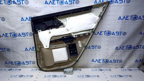 Door trim card rear left Honda Accord 13-17 beige with beige insert leather, armrest beige leather, scratches, abrasions, whitened plastic