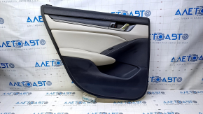 Door trim card rear left Honda Accord 18-22 black with gray insert leather. armrest gray leather, molding black structure, abrasions, scratches