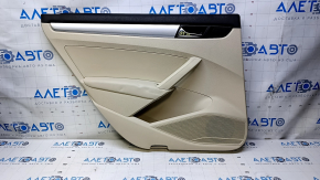 Door trim card rear left VW Passat b7 12-15 USA beige with beige insert leather, armrest beige leather, molding gray gloss, with tweeter, without backlight, dents, scratches, abrasions, break fastenin