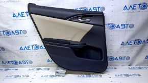 Door trim card rear left Honda Civic X FC 16-21 4d black with beige insert plastic, armrest black cloth, scratches, abrasions