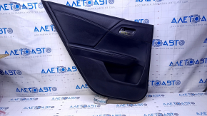 Door trim card rear left Honda Accord 13-17 black with black insert leather, armrest black leather, scuffs, scratches