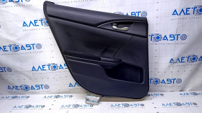Door trim card rear left Honda Civic X FC 16-21 4d black with black insert plastic, armrest black cloth, scuffs, for dry cleaning