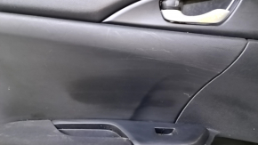 Door trim card rear left Honda Civic X FC 16-21 4d black with black insert plastic, armrest black cloth, scuffs, for dry cleaning