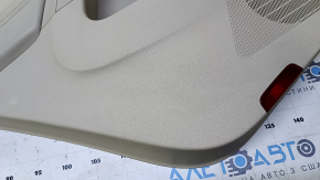 Door trim card rear left VW Tiguan 09-17 beige with beige insert leather, armrest beige leather, with squeaker, scratches, abrasions, whitened plastic