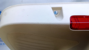 Door trim card rear left VW Tiguan 09-17 beige with beige insert leather, armrest beige leather, with squeaker, scratches, abrasions, whitened plastic