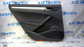 Door trim card rear left VW Passat b7 12-15 USA black with black insert plastic, armrest leather, molding gray gloss, dents, scratches, abrasions, bumps